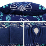 Ramesses Blue Flower Printed Sherpa Flannel Fleece Reversible Blanket Set Single/Double - 45-Degree Angle