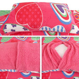 Ramesses Pink Heart Printed Sherpa Flannel Fleece Reversible Blanket Set Queen/King - 45-Degree Angle