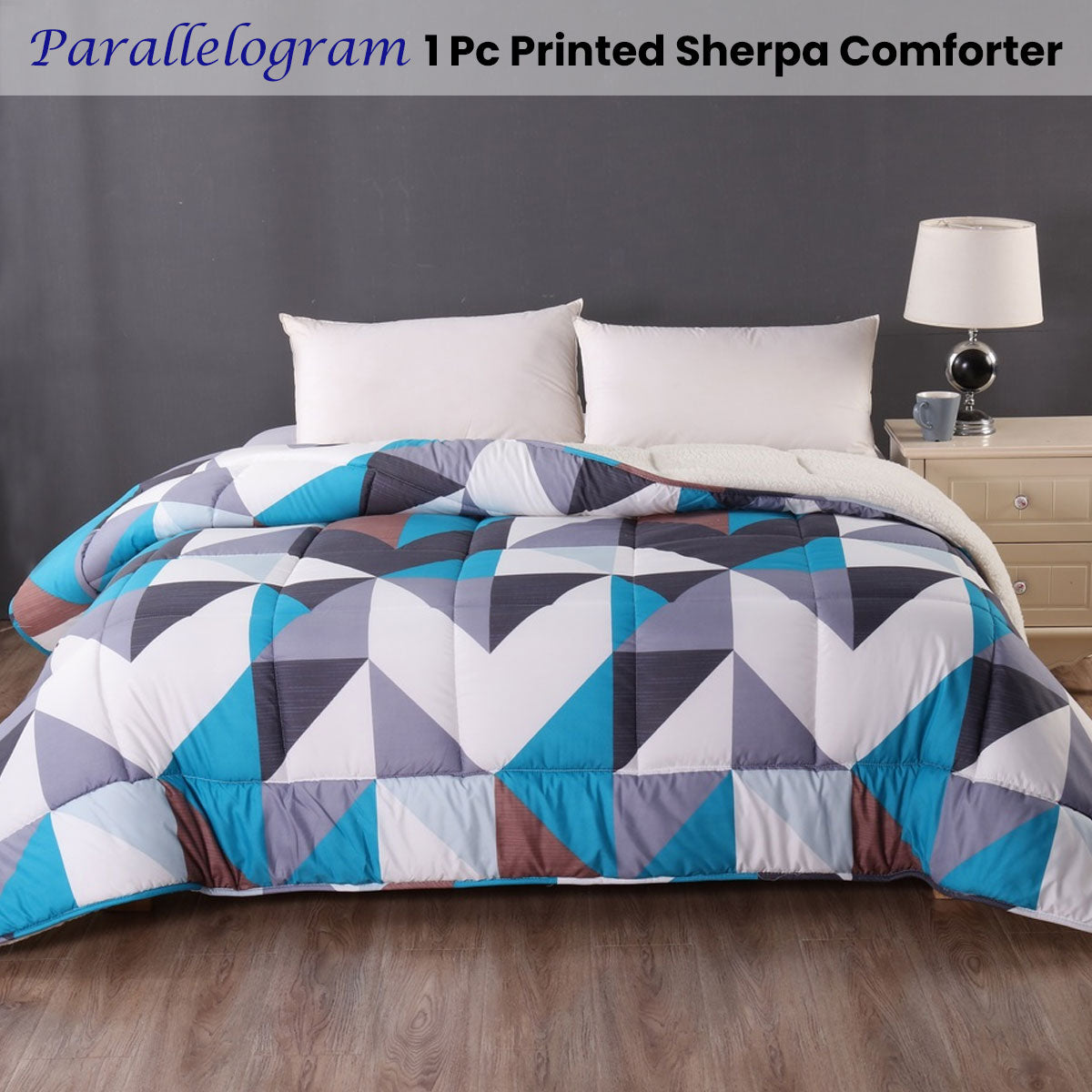 Ramesses Geometric Sherpa Comforter Set - King Size