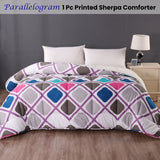 Ramesses Square 1 Pc Printed Sherpa Comforter Queen - Front View