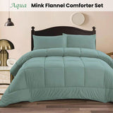 Ramesses Aqua 3- Piece Mink Flannel Comforter Set Queen - Front View