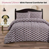 Ramesses Diamond Flower 3- Piece Mink Flannel Comforter Set King - Front View