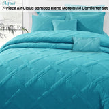 Ramesses Aqua 7- Piece Air Cloud Bamboo Blend Matelasse Comfort Set Queen - Front View