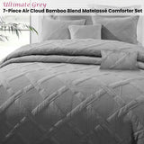 Ramesses Ultimate Grey 7- Piece Air Cloud Bamboo Blend Matelasse Comfort Set Queen - Front View