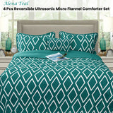 Ramesses Alena Teal 4 Pcs Ultrasonic Comforter Set Queen - Front View