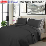 Shangri La 2000TC Charcoal Cooling Embroidered 3 Pcs Comforter Set King - Front View