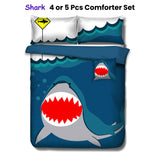 Ramesses Navy Shark Kids Advventure 5 Pcs Comforter Set Queen - Front View