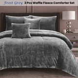 Ramesses Waffle Fleece Frost Grey 3 Pcs Comforter Set Queen - Front View