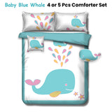Ramesses Baby Blue Whale Kids Advventure 5 Pcs Comforter Set Double - Front View