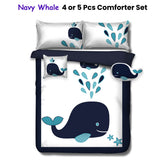 Ramesses Navy Whale Kids Advventure 4 Pcs Comforter Set Single - Front View