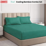 Ramesses Teal 2000TC Cooling Bamboo Combo Set Queen - Front View