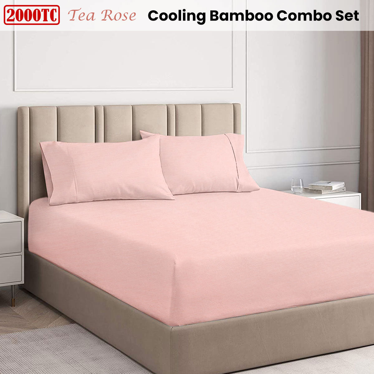 Ramesses Tea Rose 2000TC Cooling Bamboo Combo Set Double