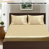Ramesses Casablanca Satin Fitted Sheet Combo Set Champagne Queen - Front View