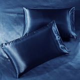 Ramesses Casablanca Satin Fitted Sheet Combo Set Navy Blue King - Side View