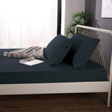 Ramesses 1000TC Linen Bamboo Fitted Sheet Combo Set Charcoal Double - Side View