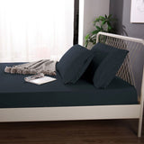 Ramesses 1000TC Linen Bamboo Fitted Sheet Combo Set Charcoal Single - Side View