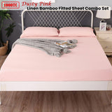 Ramesses 1000TC Linen Bamboo Fitted Sheet Combo Set Dusty Pink Queen
