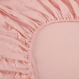 Ramesses 1000TC Linen Bamboo Fitted Sheet Combo Set Dusty Pink Queen - Top-Down View