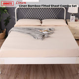 Ramesses 1000TC Linen Bamboo Fitted Sheet Combo Set Linen Queen - Front View