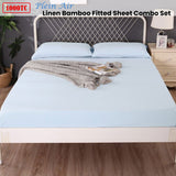 Ramesses 1000TC Linen Bamboo Fitted Sheet Combo Set Plein Air Double - Front View