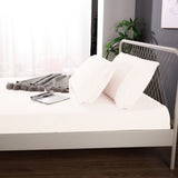 Ramesses 1000TC Linen Bamboo Fitted Sheet Combo Set White Single - Side View