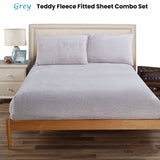 Ramesses Teddy Fleece Fitted Sheet Combo Set Grey Single - Front View
