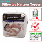 Ramesses Fully Fitted Pillowtop Mattress Topper Double - Front View