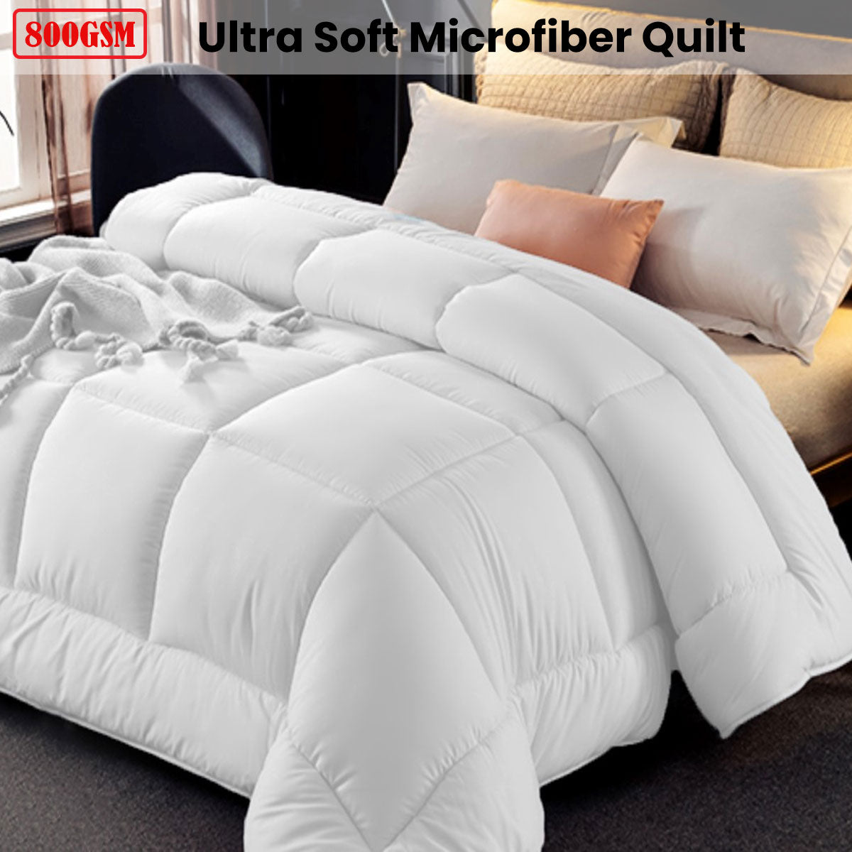 Ramesses 800GSM Luxurious All-Season Antibacterial Microfiber Duvet - Double Size