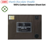 Kingtex 250TC 100% Cotton Sateen Sheet Set Dark Chocolate Double - Front View