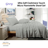 Shangri La Cashmere Touch Micro Flannelette Sheet Set Grey Queen - Front View