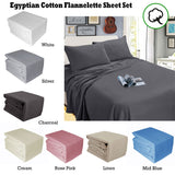 Ramesses Egyptian Cotton Flannel Sheet Set White Single - Front View