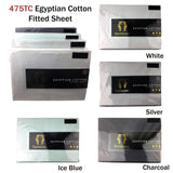 Ramesses 475TC Egyptian Cotton Fitted Sheet King White - Front View