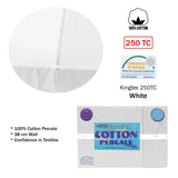Kingtex 250TC Cotton Percale Sheet Set King White - Front View