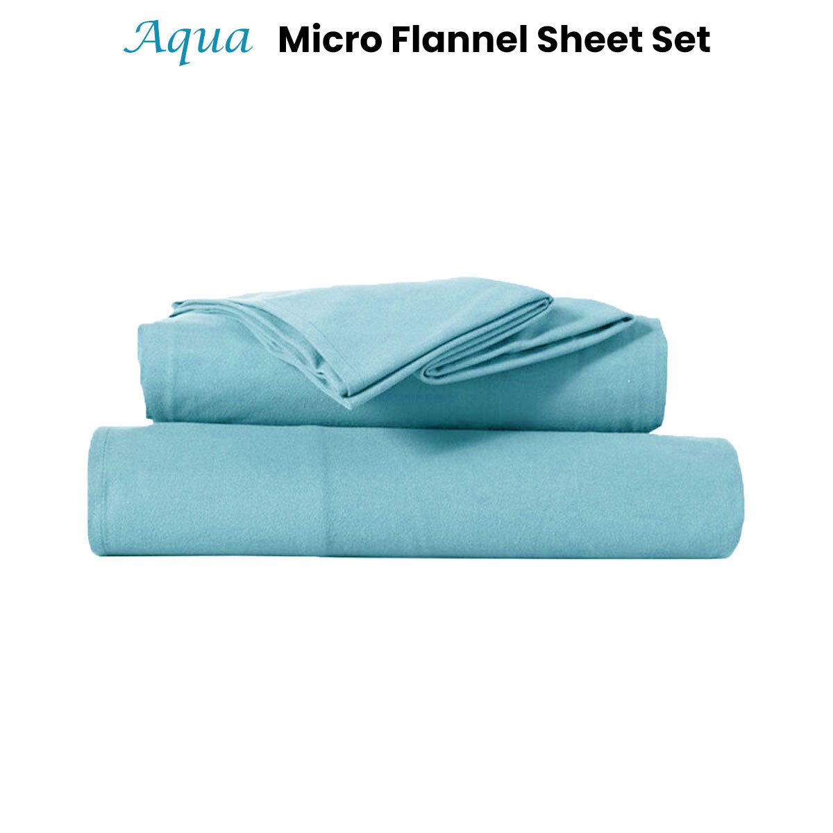 Aqua Kingtex Ultra-Plush Micro Flannel Bedding Set with 40 cm Wall