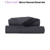 Charcoal Comfort Micro Flannel Sheet Set with 40 cm Wall for Single Bed