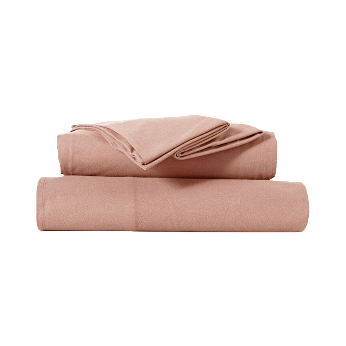 Rose Pink Micro Flannel Double Sheet Set with 40 cm Wall by Kingtex