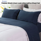 Ramesses Jeans Pebble Wash Linen Look Alternative Sheet Set Double