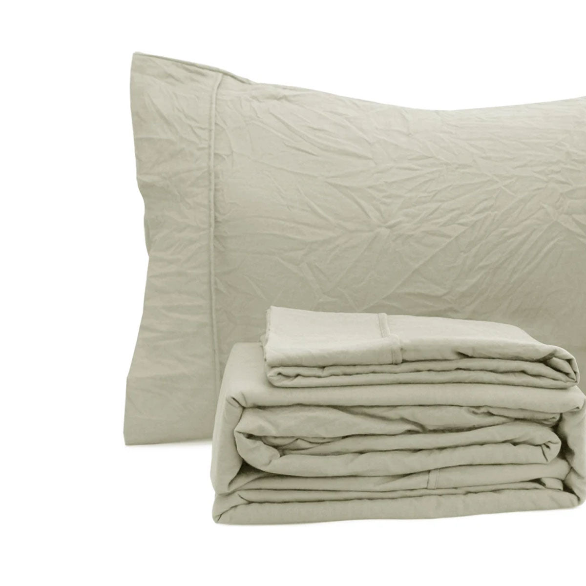 Ramesses Oatmeal Pebble Wash Linen Look Alternative Sheet Set King