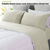 Ramesses Oatmeal Pebble Wash Linen Look Alternative Sheet Set Queen - Front View