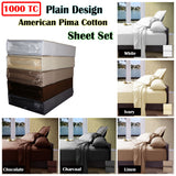 Ramesses 1000TC American Pima Cotton Plain Design Sheet Set Chocolate King - Front View