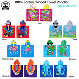 Cute Kids Cotton Hooded Towel Poncho 60 x 120 cm Dinosaur - Front View