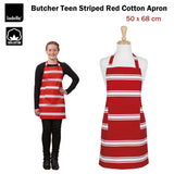 Ladelle Butcher Cotton Teen Apron Red - Front View