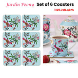 Set of 6 Jardin Peony Coasters 11x9.7x0.4cm - Front View