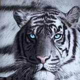Just Home Set of 3 Printed Blue Eyes Stripes Tiger Wall Canvas - Side View