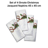 Festive Mistletoe Jacquard Napkin Set - 4pc Christmas Collection - Front View