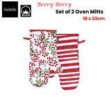 Ladelle Berry Berry Christmas Set of 2 Oven Mitts 18 x 33 cm - Front View