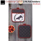 Ladelle Country Cattle Set of 2 Pot Holders 21 x 21 cm - Front View