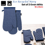 Ladelle Eco Recycled Navy Set of 2 Oven Mitts 18 x 33 cm - Front View