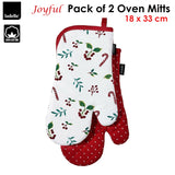 Ladelle Joyful Red Set of 2 Oven Mitts 18 x 33 cm - Front View