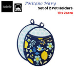 Ladelle Positano Navy Set of 2 Pot Holders 19 x 24 cm - Front View